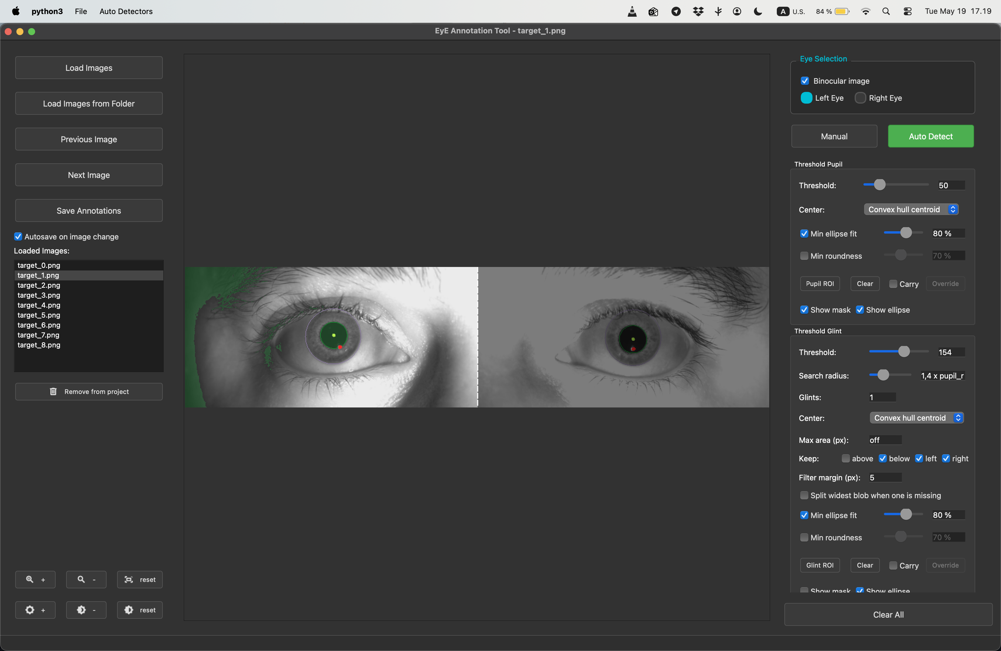 EyE Annotation Tool main interface