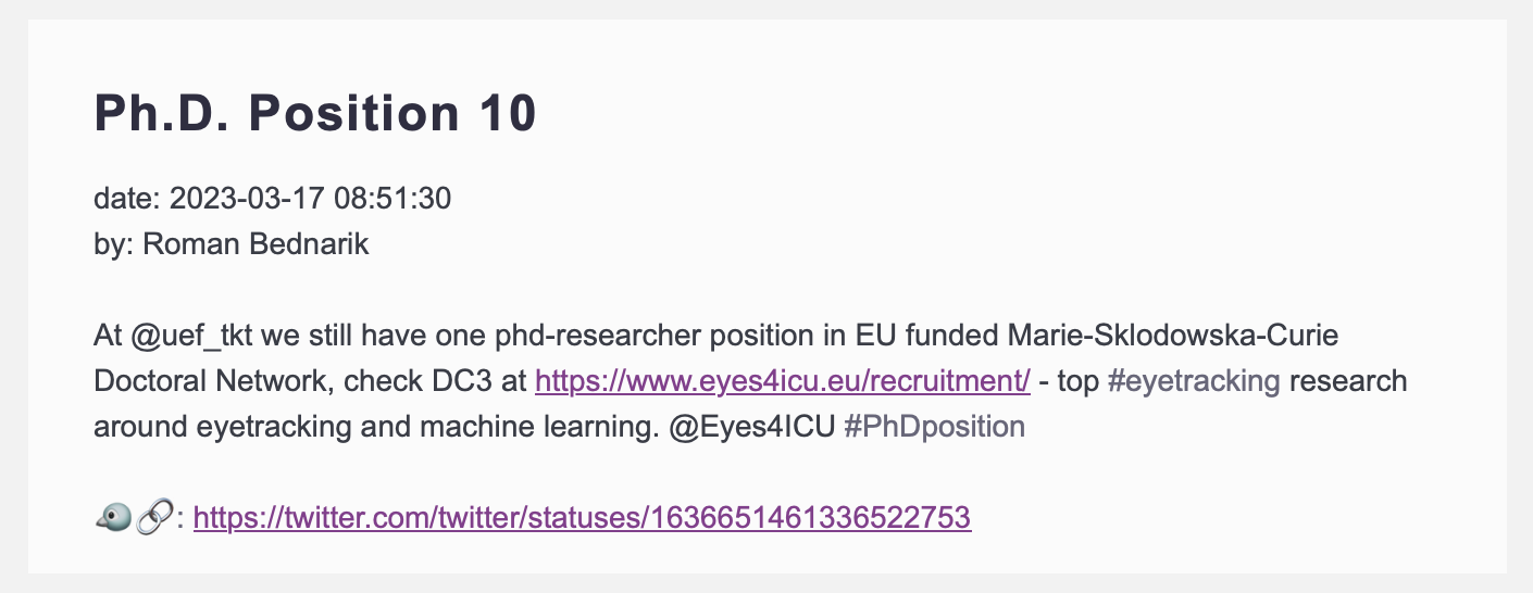 The PhD position email Fenjan delivered
